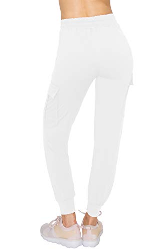 ALWAYS Cargo Jogger Pants for Women, High Waisted Sweatpants with Pockets, Super Soft Casual Lounge Pants for Athletic Yoga & Gym, Cotton Drawstring Trousers, White 3XL - image 3