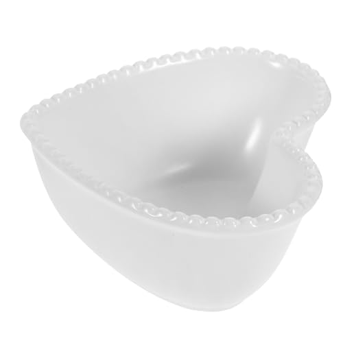 LOLIPPYY Ciotola da Dessert in Ceramica a Forma di Cuore Bianca, Insalatiera e Fruttiera per Servire Cibo, per Cucina Domestica e Ristorante