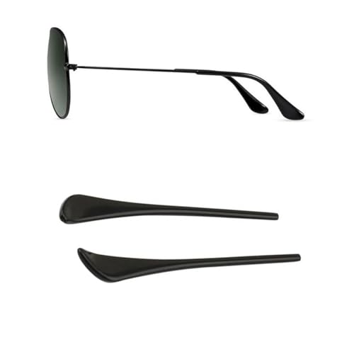 ralhaywi Eyeglass Sunglass Temple End Tips, Glasses Replacement Anti-Slip Ear Socks Tude Sleeve for Round Thin Metal Eyewear Sunglass Frame(Black)