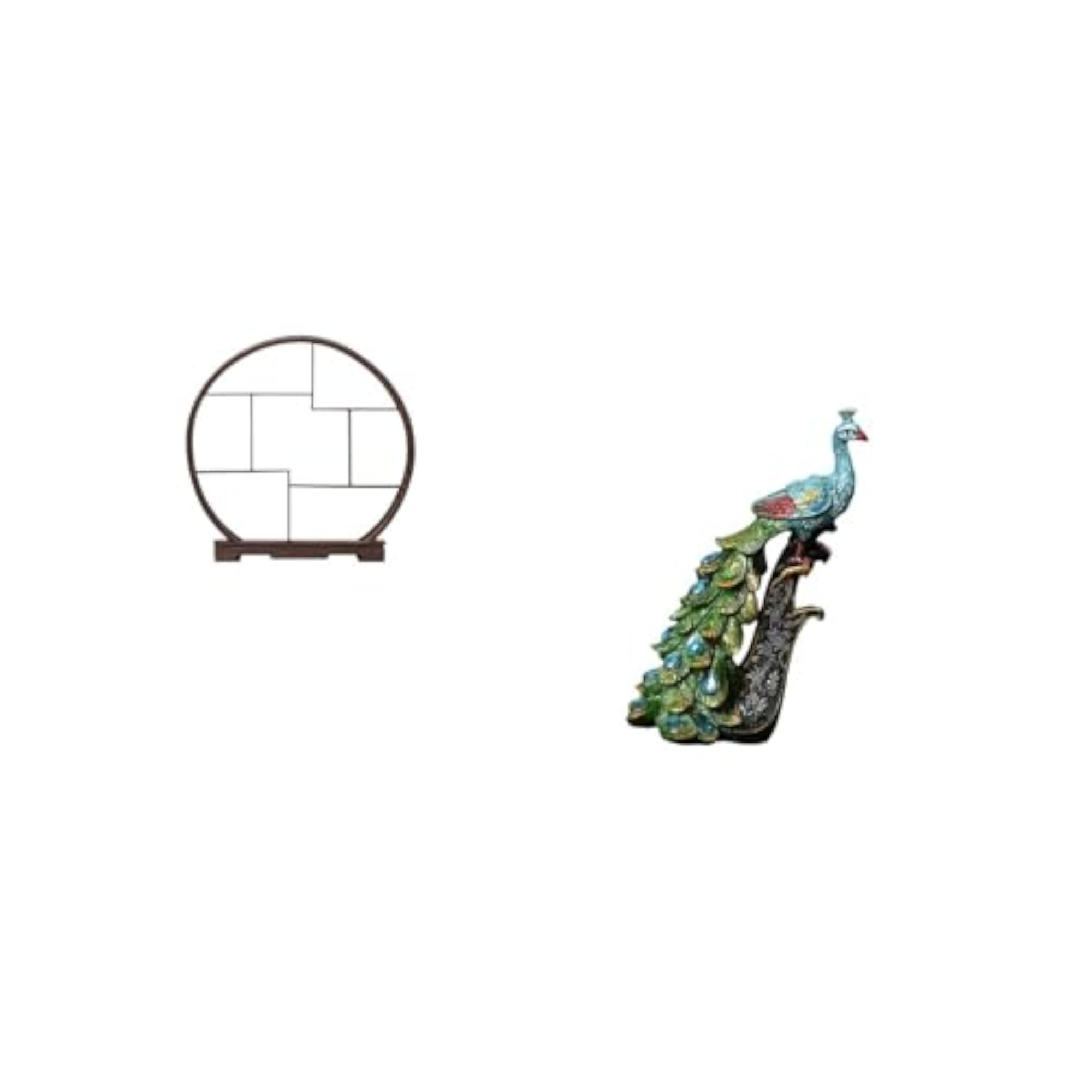 Wood Display Stand Peacock Statue Home Décor Organizer