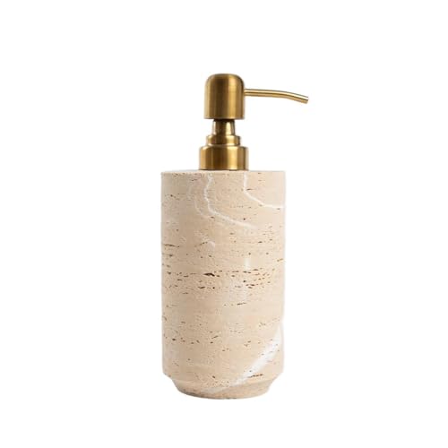 Homla NAIA - Dispenser di sapone effetto pietra, 7,5 x 17 cm, lussuoso applicatore per bagno e cucina