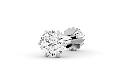 elitebox 14K White Gold Diamond Nose Stud & Labret Monroe Piercing – 6 Prong Screw Back Earring for Tragus, Helix, Lip, Lobe – Unisex F-G Color Gem