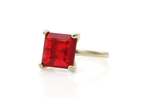 Bague Rouge Romantique pour Femme par Anemone - Bague Rubis en Argent Sterling - Bague Rubis Faite à la Main pour Cadeaux et Mode - Boîte Cadeau Incluse