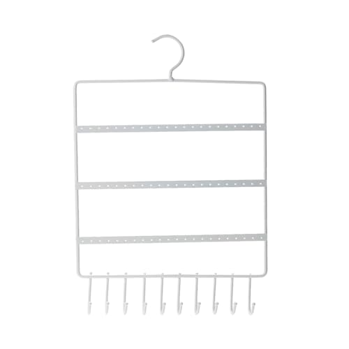 OATIPHO Soporte para pendientes metálico con tres estantes para colgar, soporte de pared para pendientes y perno, organizador compacto para joyas, blanco - imagen 2