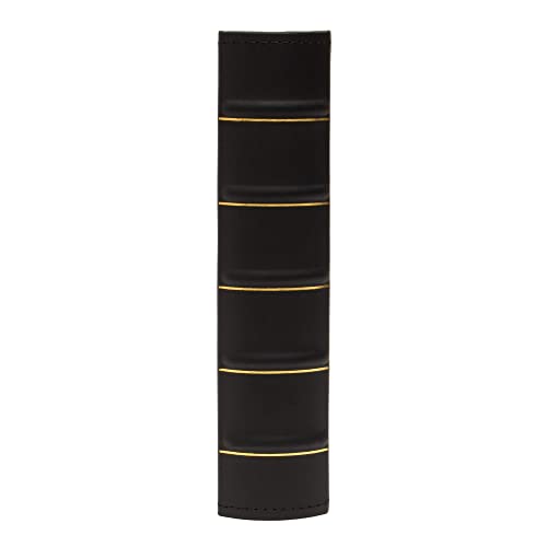 Executive Binder, English Leather, Hand Stitching And Ribbed Spine, Heavy Duty 1.5" Inch 3 D-Ring With Buster, Black And Gold (1. 1/2" Inch) #TOP2