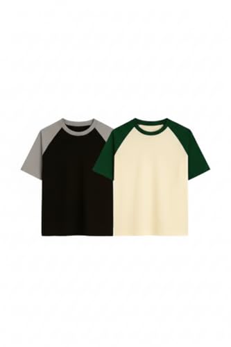 Image of KG3 Men's Regular Fit Round Neck Half Sleeves Solid Casual Wear T-Shirt I Unisex Regular Cotton Combo of 2 Solid Color Tshirt