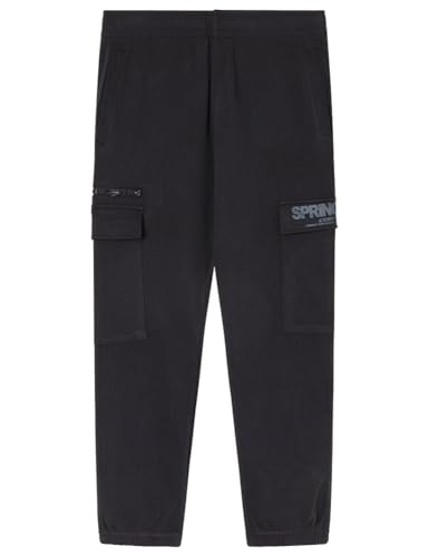 Springfield Jogger Cargo with Decorative Pockets Pantalones, Negro, L para Hombre