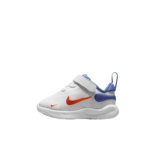 Nike Revolution 7 Baby/Toddler Shoes (FB7691-102, White/Astronomy Blue/Total Orange) Size 6