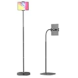 【360-Grad-Drehung】 Mit dem flexiblen Schwanenhalsarm und der Universalkugel auf der Rückseite der Tablet-Klemme kann der Tablet-Bodenständer in alle Richtungen gebogen werden, sodass Sie für den besten Betrachtungswinkel von Hochformat zu Querformat wechseln können. Mit rutschfesten Schwammpads und Silikonpads verhindert die Tablet-Bodenhalterung Kratzer auf Ihren Geräten oder auf dem Boden.