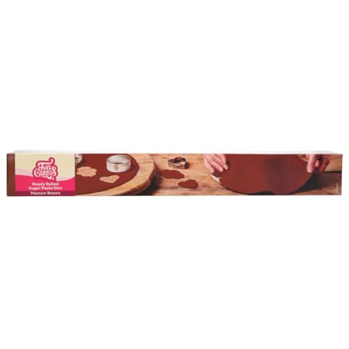 FunCakes Ausgerollte Rollfondant Disc Maroon Brown: Köstliches Vanille-Aroma bereits gerollt einfach zu verwenden perfekt für die Kuchendekoration 430 g