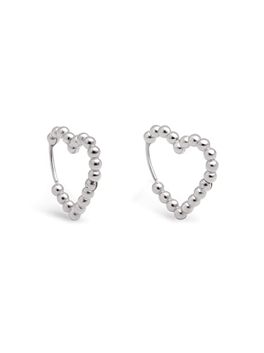 SINGULARU - Pendientes Cora Dots. Acero con Acabado Brillante. Motivo Corazón y con Cierre Congo/Click. Joyas para Mujer