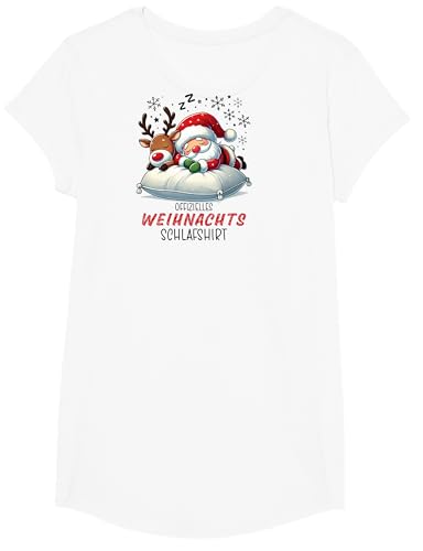 Weihnachts Schlafshirt Weihnachtsmann Rentier Schlafanzug T-Shirt