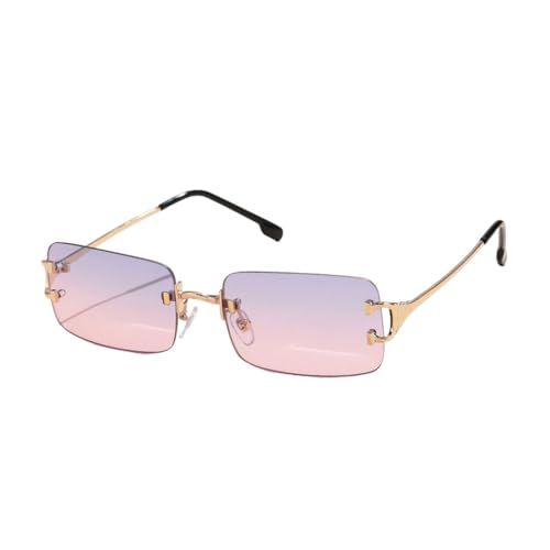 Lunettes de soleil rectangulaires sans bords soulageant la fatigue visuelle avec style vintage