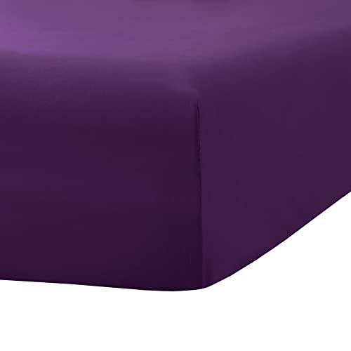 Image of Ghooss Fitted Sheet Purple-Full Size Fitted Sheet Only-Fitted Deep Pocket Sheet-Soft Wrinkle Free Sheet-1 Pack(Purple,Full)