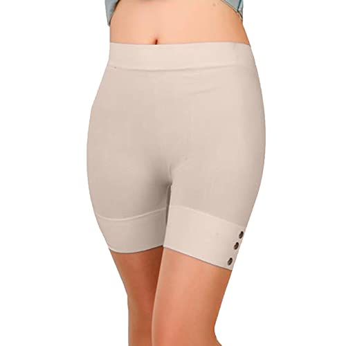 XUEJIANN Crazy - Pantalones cortos de yoga para hombre, elásticos, para animadora, correr, bailar, voleibol, pantalones cortos de compresión para yoga, beige, Altoa única