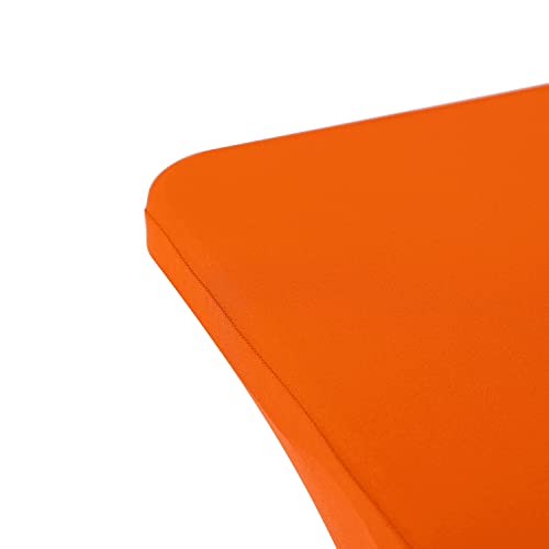 Image of Peomeise 8FT Spandex Table Cover Rectangular Stretch Spandex Tablecloth (Orange,8FT)