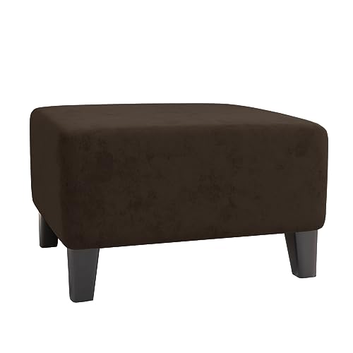 Stretch Ottoman Slipcovers, Soft Velvet Ottoman Covers Rectangle Storage Stool Covers Footstool Slipcover Washable Furniture Protectort for Living Room (Brown, Small)