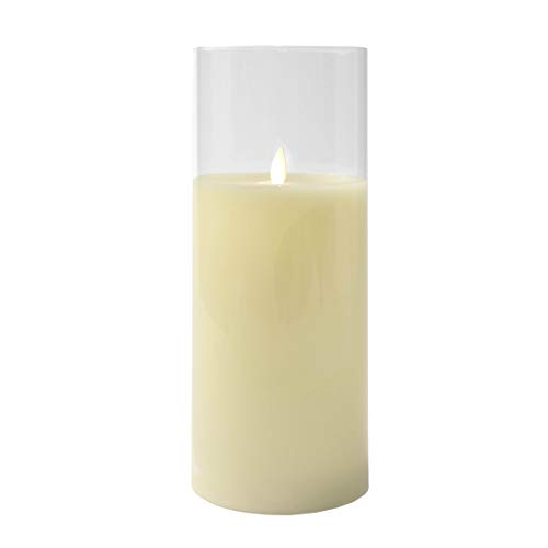 Image of Lumabase Battery Operated 10 inch Glass Hurricane LED Candle with Flickering Flame