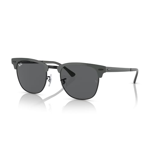 Ray-Ban RB3716 Clubmaster Metal 9256B1 51MM Grey On Black/Dark Grey Square Sunglasses for Men for Women