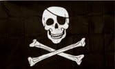 6 ft. Black Pirate Skull Safety Flag with 1/4" White Pole (no mounting hardware)