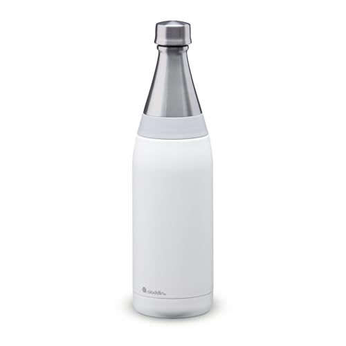 Aladdin Fresco Thermavac Trinkflasche Edelstahl 0.6L Snowflake White – Thermosflasche Auslaufsicher - Hält 10+ Stunden Kalt - Wasserflasche BPA-Frei - Thermoskanne Spülmaschinenfest