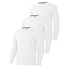 Holure Men's 3 Pack Cotton Shirts, Long Sleeve Crewneck Casual Tees, Classic Regular-fit Shirt Winter Basic Tops White/White/White 07-L