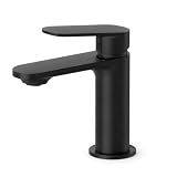 Newform Rise Up Miscelatore Lavabo Monocomando Nero Opaco, Rubinetto Bagno Senza Scarico con Alimentazione G 3/8', Design Moderno, Rubinetteria Lavabo, Cod. 74012.01.093