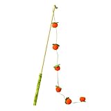 Lpoppcx Caña de pescar interactiva con diseño de frutas y mango antideslizante, varilla interactiva para gatos | para gatitos para jugar en interiores y para mantener a los peces y ratones