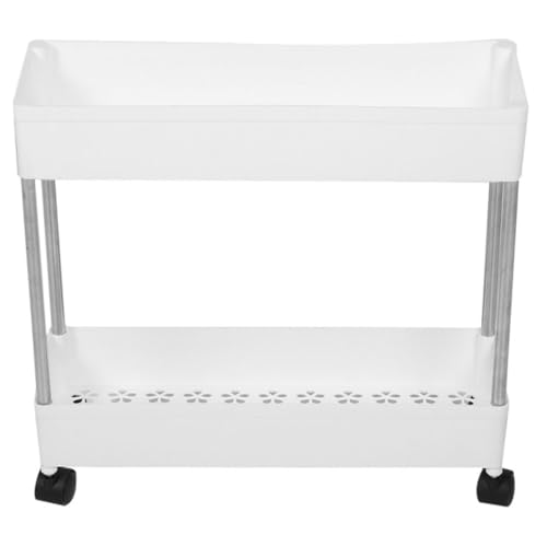 POPETPOP Carro de Almacenamiento Ruedas Multi-nivel de Plástico y Hierro, Estante Pequeño Gran Capacidad para Baño y Cocina, Diseño Simple y Elegante