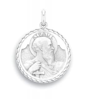 Médaille Saint Paul en or blanc 375/00 diamètre 18mm
