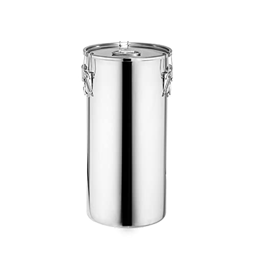 Olla con Tapa de 10-160 l, Cubo de Acero Inoxidable, Recipiente para Leche con Tapa sellada para arroz, harina, Aceite y Frijoles (Plateado, 40 x 40 cm, 45 l)