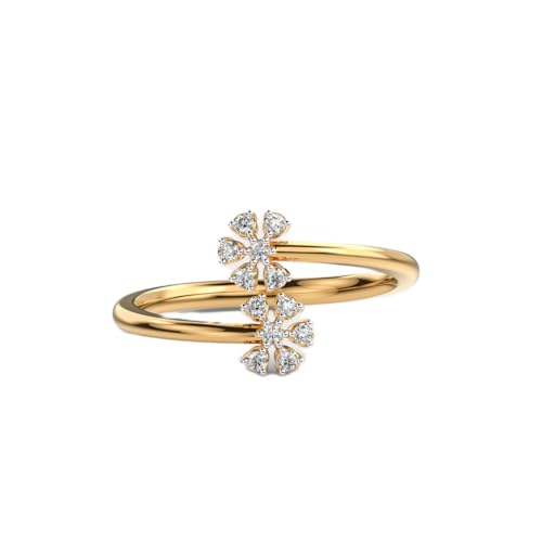 Bague solitaire en moissanite de luxe ronde en argent 925 et duo floral plaqué or