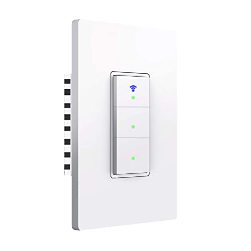 Smart Light Switch, Triple switches WiFi Smart Switch Button, Compatible with Alexa and Google Home, Remote Control with Timing Funtion, No Hub Required,Smart Life APP Provides Control from Anywhere