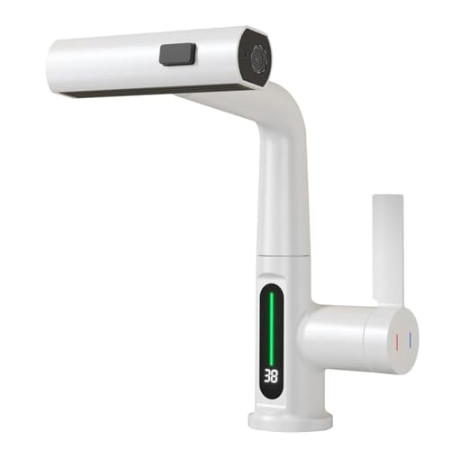 Robinet de Cuisine avec Douchette Extensible, Digital Affichage de la Température LED, Robinetterie Cuisine de Rotatif à 360°, 3 Modes Mitigeur d'Évier...