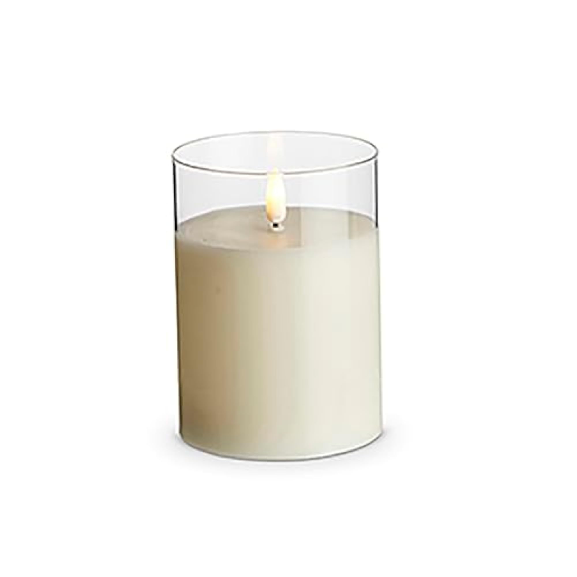 Clear Glass Ivory Pillar Candle, 3.5" x 5"