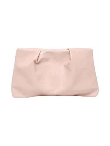 OYOANGLE Womens PU Leather Clutch Purses Small Zipper Ruched Minimalist Handbag Light Pink One Size