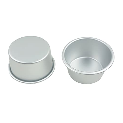 Proshopping 6 Packs Popover Pan， Large Individual Muffin Mold, Aluminium Pudding Cup, Chocolate Molten Mould, Raspberry Souffle Baking Maker, Brownie Tumbler -for Pie, Egg Tart, Cake (Size 3.4"x 2")