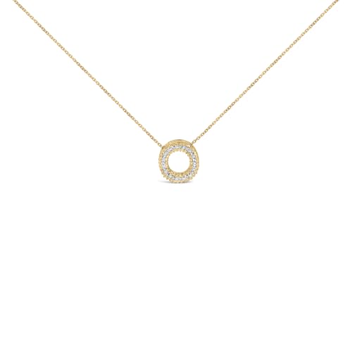 Yellow Gold Vermeil Diamond Accent "O" Initial Bubble Pendant Necklace