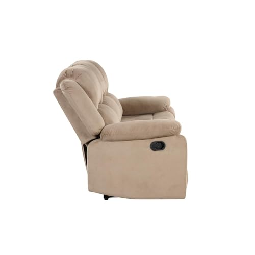 Image of Royaloak Penang Malaysian Recliner | 3 Seater | Velvet Fabric | Manual | Tufting Design | Plush Armrest | Chair Recliners | Sturdy Footrest | Solid Wood Frame Construction