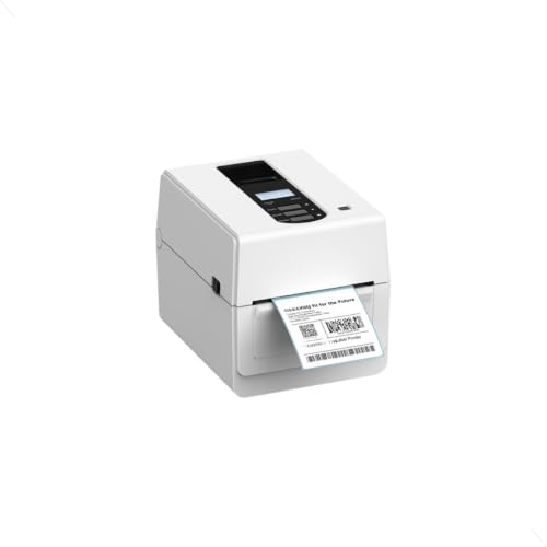 Image of Toshibas BV410DTS02QMS Desktop Direct Thermal Printer. | BV410D 4 inch 300 DPI 5 ips USB + Ethernet LAN with LCD White Case. Toshibas TPCL Emulation: Zebras ZPL2 Sato SBPL Datamax DPL