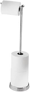iDesign 68740 Classico Free Standing Toilet Roll Holder, Compact Bathroom Paper Holder Made of Metal, Silver