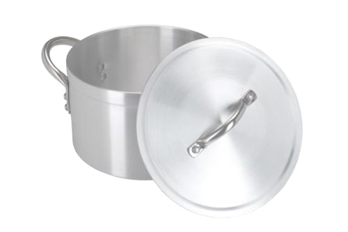 Chefest Heavy Duty Aluminium Boiling Pot with Lid | 4L–65L Cooking Stock Pot | Ground Base Cookware for Home, Outdoor, Catering & Commercial Use by Chefline (40cm (34.0 Litre))
