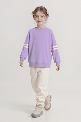 Image of SELINK Girls Big Kids Long Sleeve Striped Color Block Pocket Tees | Casual Loose Fit With Side Pockets,Soft Stretch Polyester Blend For Big Girls Daily&Back To School Wear