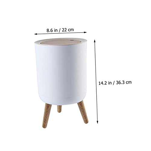 DIKACA 1 Stück Holzoptik Müllbehälter mit Druckverschluss Praktischer Abfalleimer für Haushalt und Hygienisch für Wohnen mit Hoher Standfüße für Müheloses Entsorgen von Abfall – Bild 3