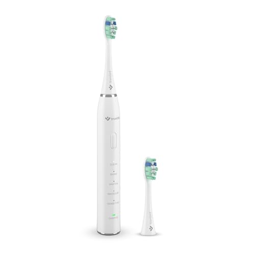 TrueLife SonicBrush Clean30 Brosse Ă dents sonique, 70 000 mouvements par minute, 5 modes, 2 tĂŞtes standard, 30 jours avec une seule charge, blanche