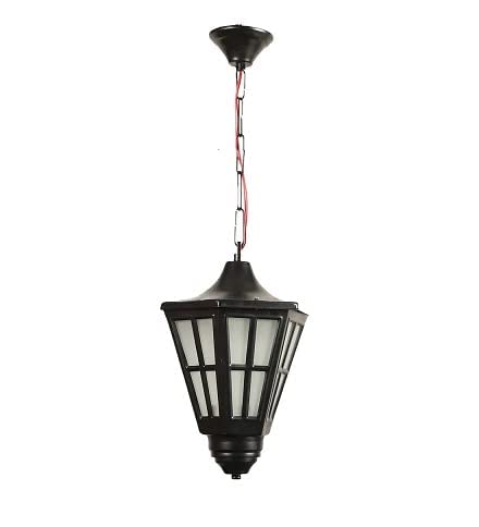 Image of Hurricane Hanging Light, Black Matte Finish Pendant Lamp, Iron and Frosted Glass, B22 Holder, Chain Hanging Light for Indoor Outdoor, Kitchen, Dining Room, Living Room (1 PC)(Without Bulb)