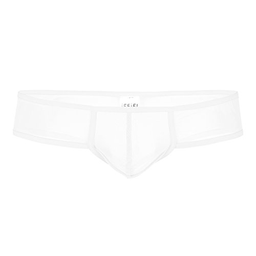 iEFiEL Mens Soft Sheer Mesh Bulge Pouch Low Rise Briefs Thong G-String Underwear