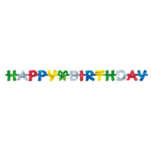 Amscan 1722 - Partykette Happy Birthday, Papier, 140 x 11 cm, Geburtstag, Girlande, Hängedekoration