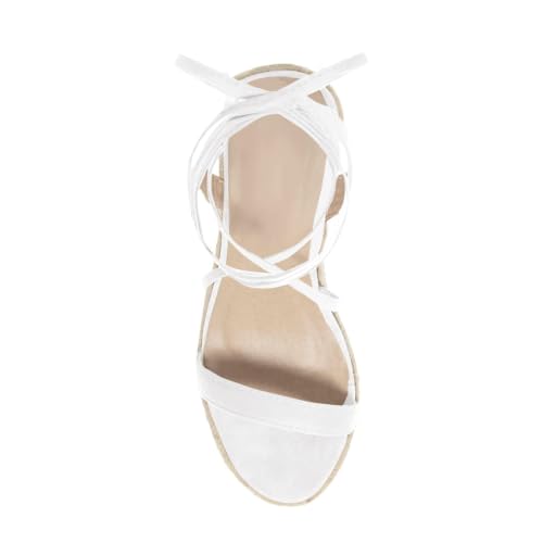 Image of Coutgo Women's Espadrille Wedges Lace Up Platform Ankle Cross Strap Slingback Summer Dress Sandals