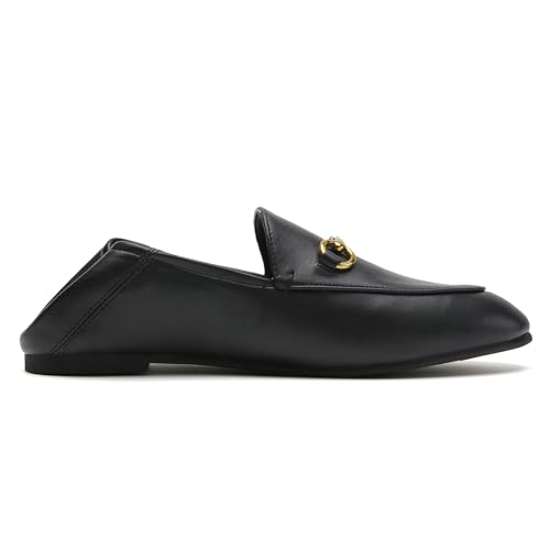 Casual Buckle Loafers for Women Work Flats Round Toe Business Backless Ballet Flats Metal Décor Driving Slip on4